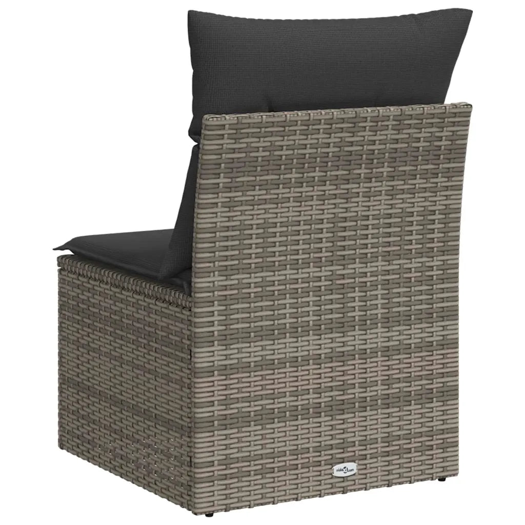 Divano Giardino Senza Braccioli con Cuscini-Sofa da giardino Grigio Polyrattan 313732