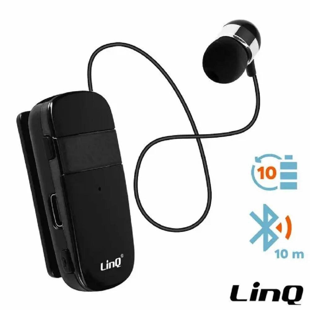 Trade Shop - Mono Auricolare Stereo Bluetooth Con Clip-on Retrattile R8344 Autonomia 10 Ore -