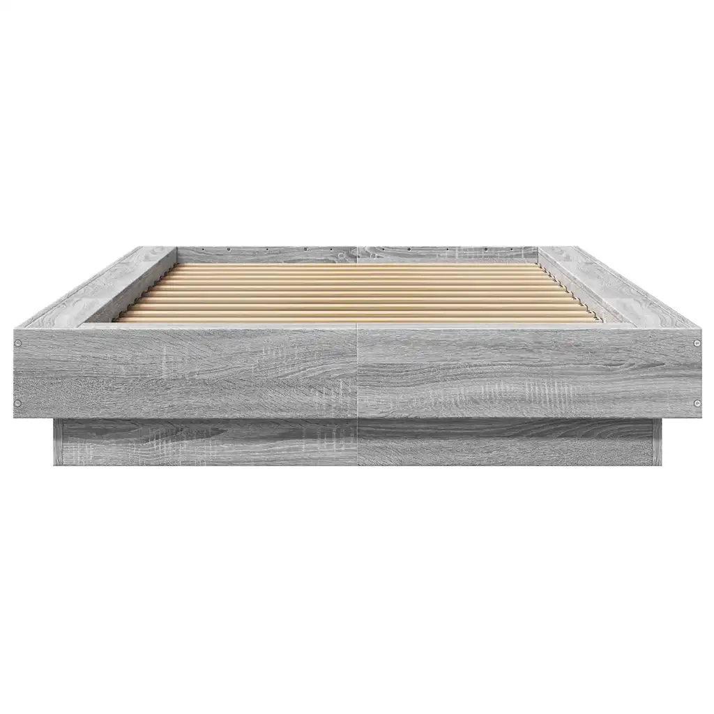 Giroletto Luci LED-Struttura Letto con LED Grigio Sonoma 75x190 cm in Legno Multistrato 928118