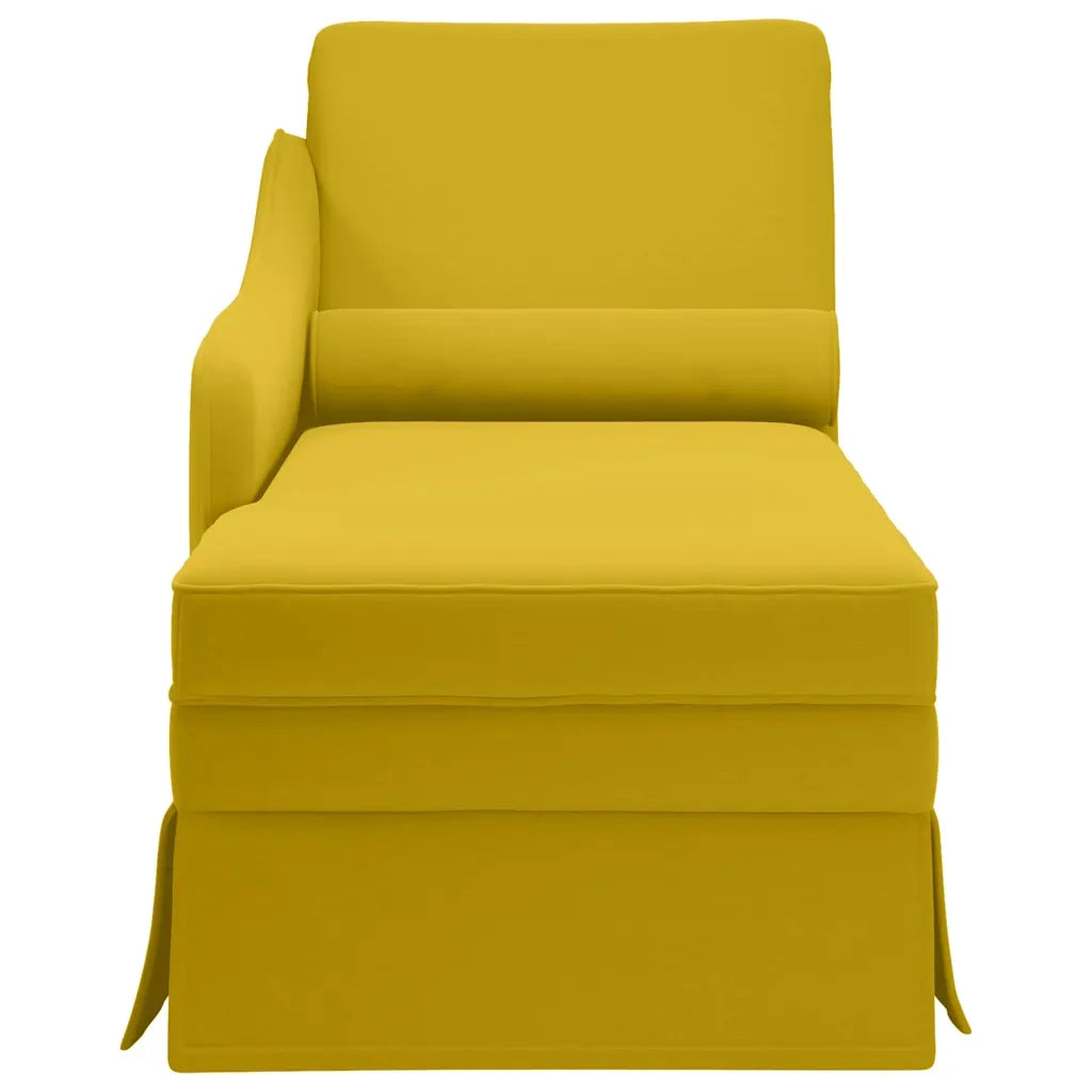 Sdraio con Capezzale e Bracciolo Destro in Velluto Giallo 4009788