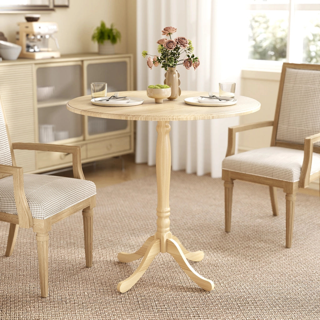 Tavolo da pranzo rotondo per 4 persone ¨C zephmum ¨C legno naturale, acciaio