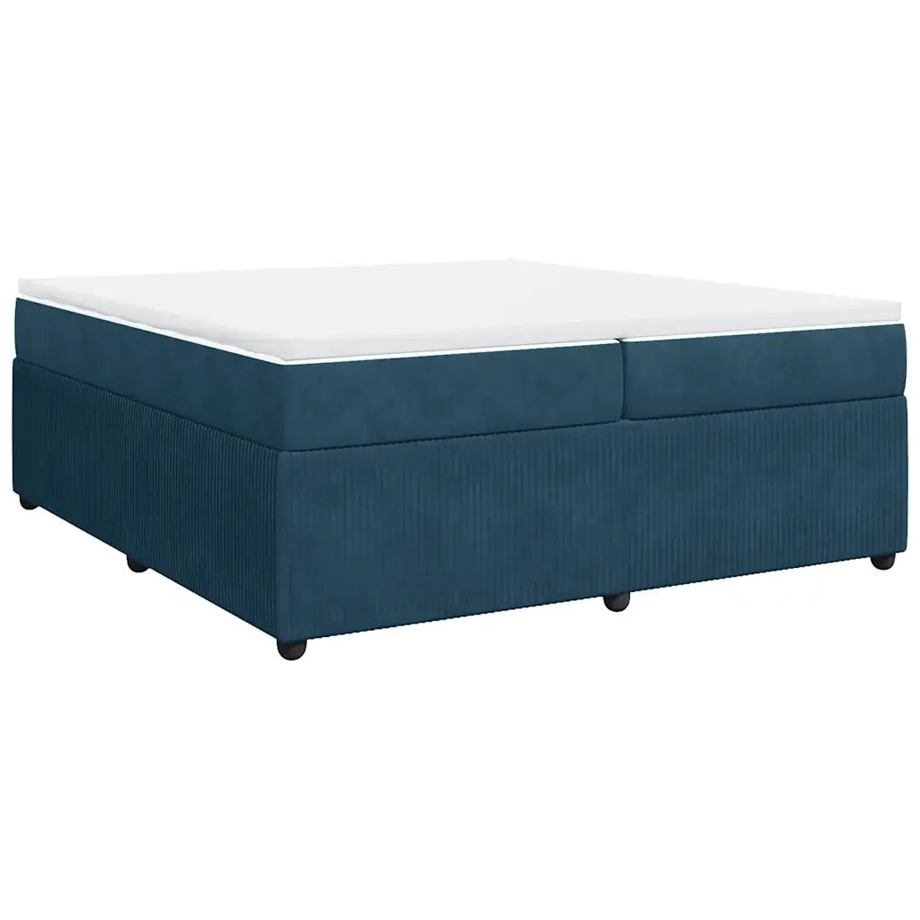 vidaXL Giroletto a Molle con Materasso Blu Scuro 200x200 cm in Velluto