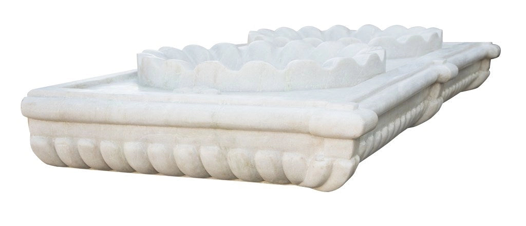 Biscottini Lavabo a due buche merlettate in marmo bianco L130xPR56xH15 cm Vasca realizzata