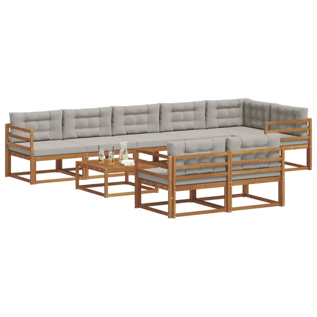Set di divani da esterno 9 pcs Grigio Naturale e Chiaro 3367774