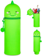 Etui per bambini, 2-in-1 borsa in silicone morbido, etui in piedi, penne per ufficio, pen holder cartoon, etui per etui (dinosauro)