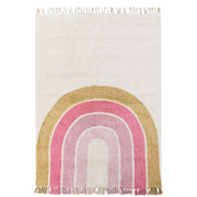 Tappeto per la cameretta con motivo arcobaleno beige e rosa 140 x 200 cm cameretta dei bambini