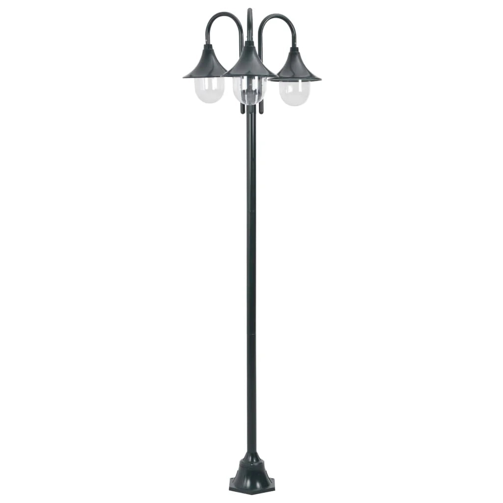 Lampada da terra da giardino E27 220 cm alluminio 3 lanterne verde scuro 02_0042543