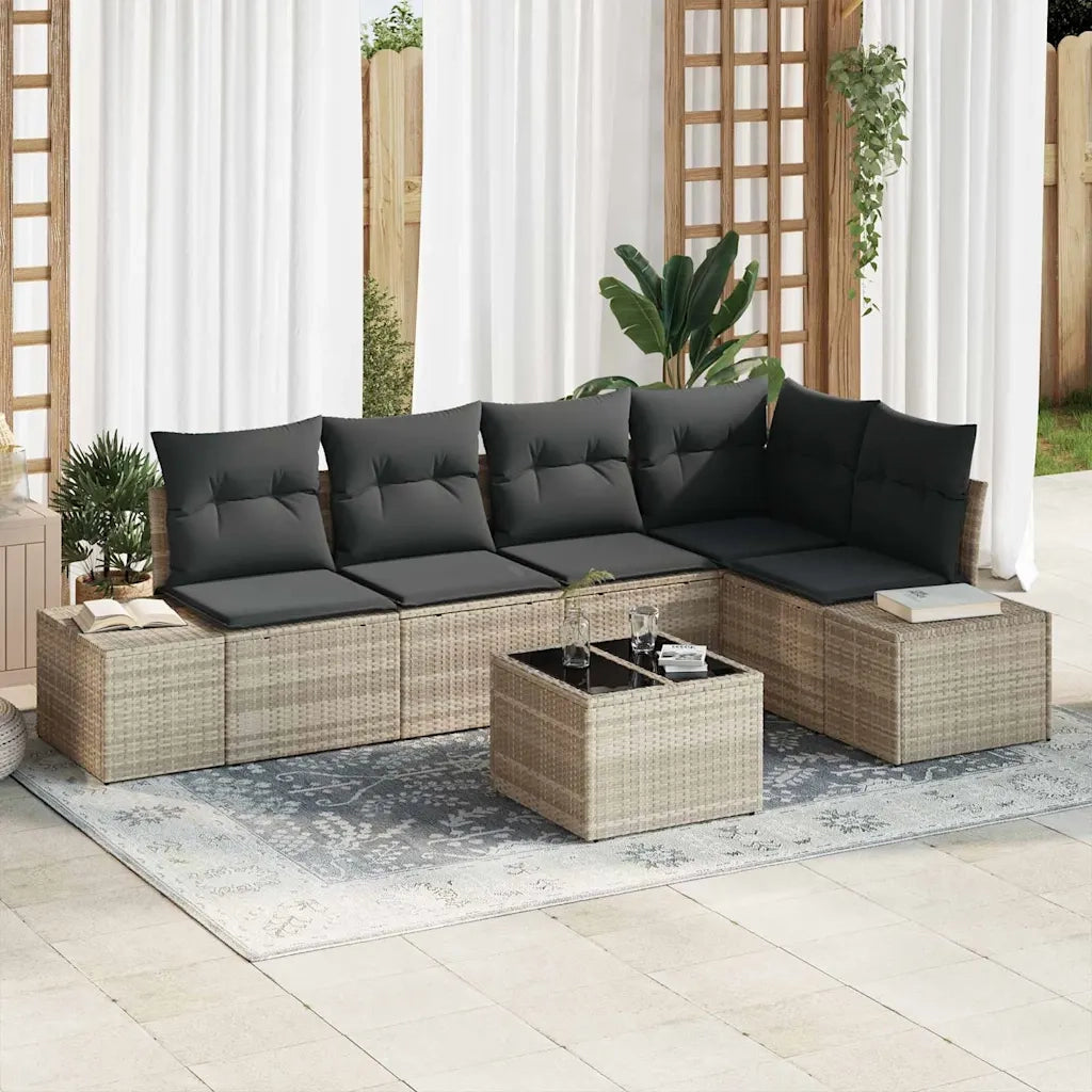 Set Divano da Giardino Grigio chiaro polyrattan