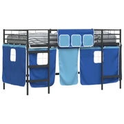 Struttura del Letto Loft per Bambini | Letto Infantile | Lettino con Tendine Nero e Blu