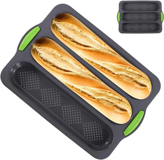 Piatto per forno in silicone per lunghe baguette e panini hot dog, forma perforata antiaderente