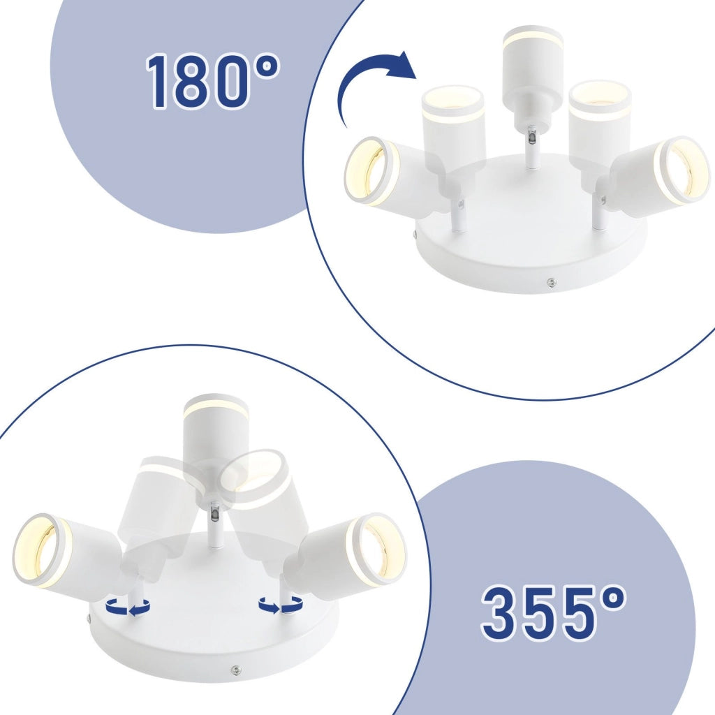 ZMH Faretto da soffitto bianchi 3 luci GU10 metallo orientabili moderni per camera letto sala pranzo senza lampadina