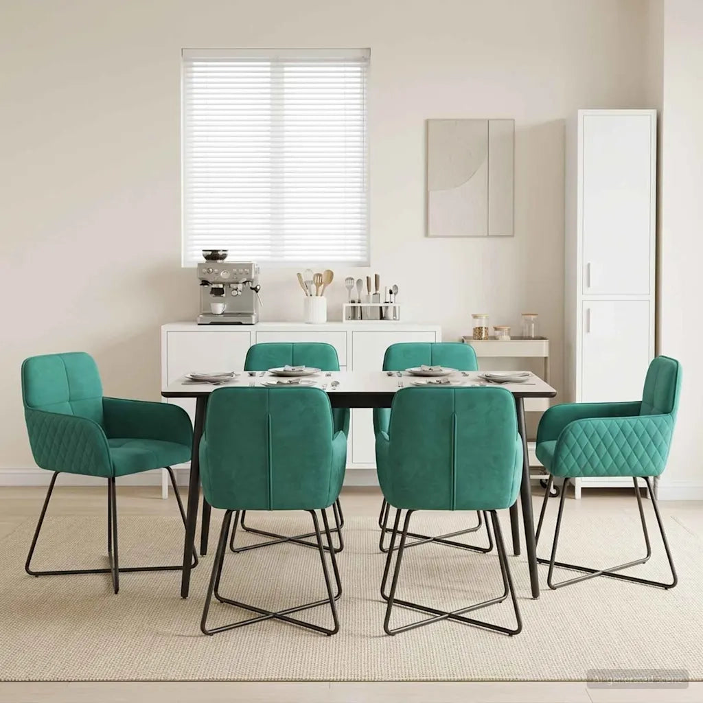 Sedie da pranzo 6 pz Velluto Turchese 59 x 56,5 x 86 cm 3428227
