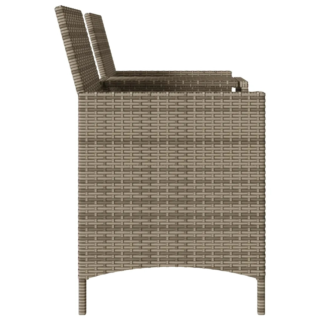 vidaXL Divano Giardino 2 Posti con Tavolo e Cuscini Grigio Polyrattan