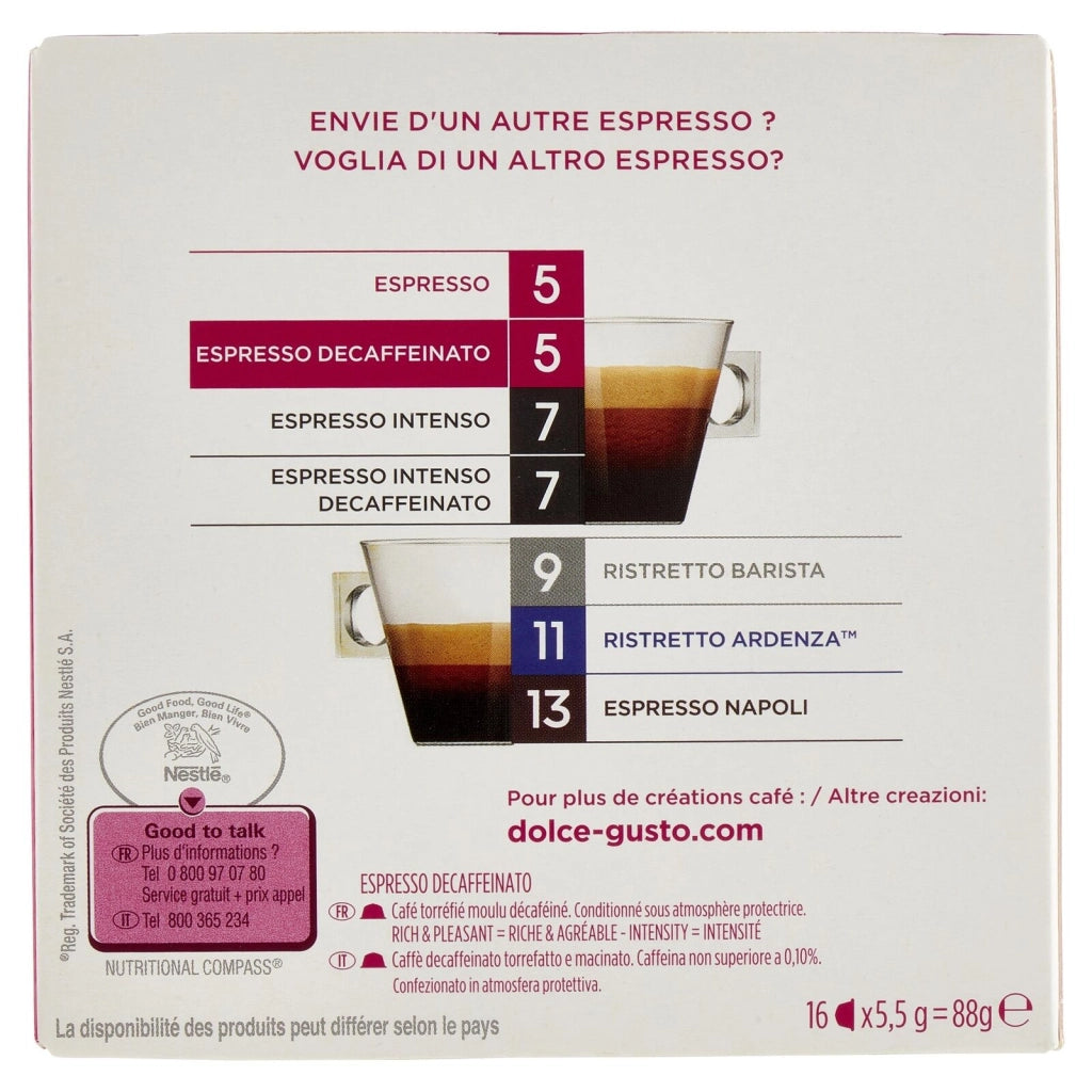 Nescafé Dolce Gusto Caffè Espresso Decaffeinato 16 Capsule