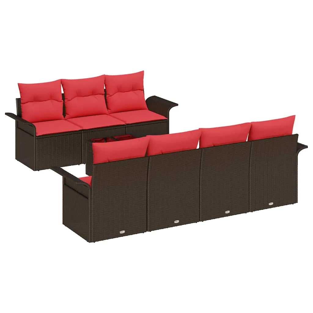 Set Divano da Giardino 8 pcs Beige e Rosso polyrattan 3353943