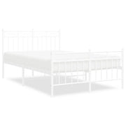 Letto matrimoniale | Letto per adulti | Giroletto con Testiera e Pediera Metallo Bianco 120x200 cm