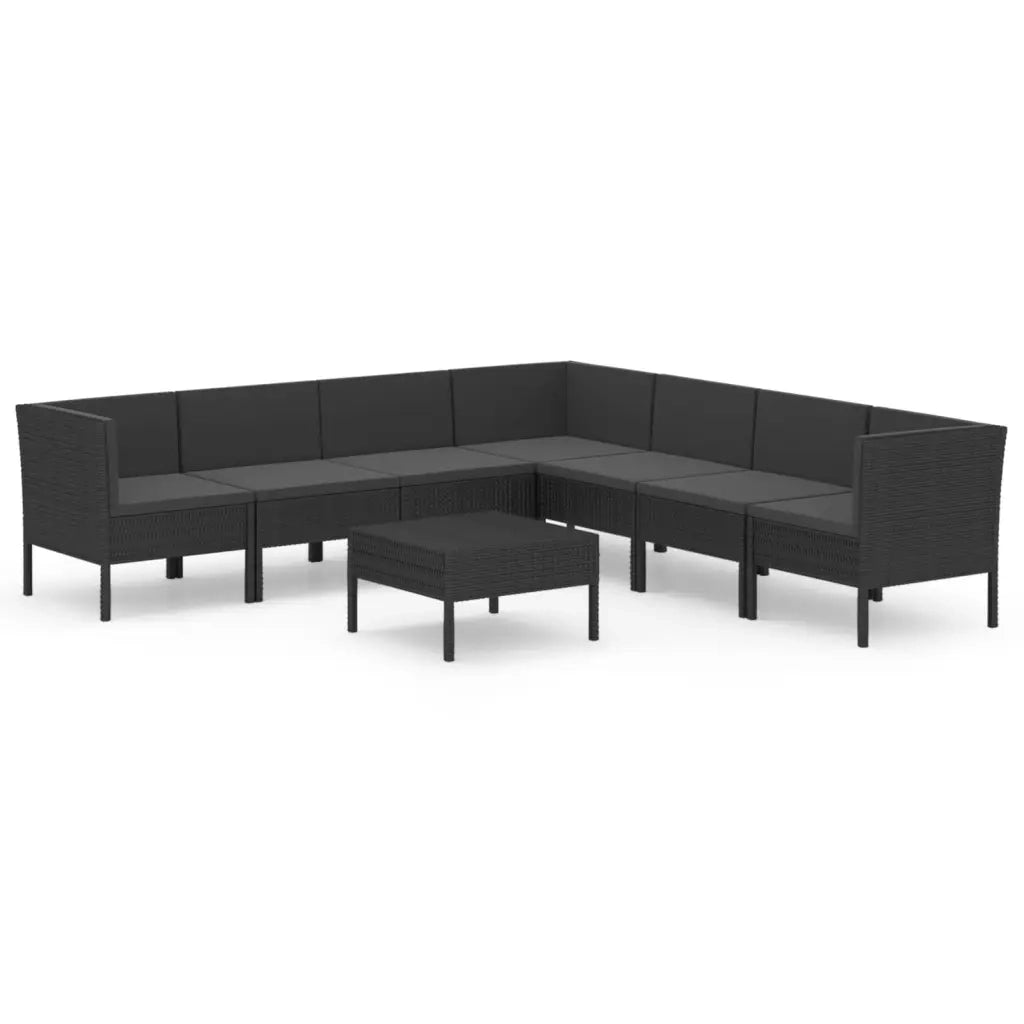 Set Divani da Giardino 8 pz con Cuscini in Polyrattan Nero 3094457