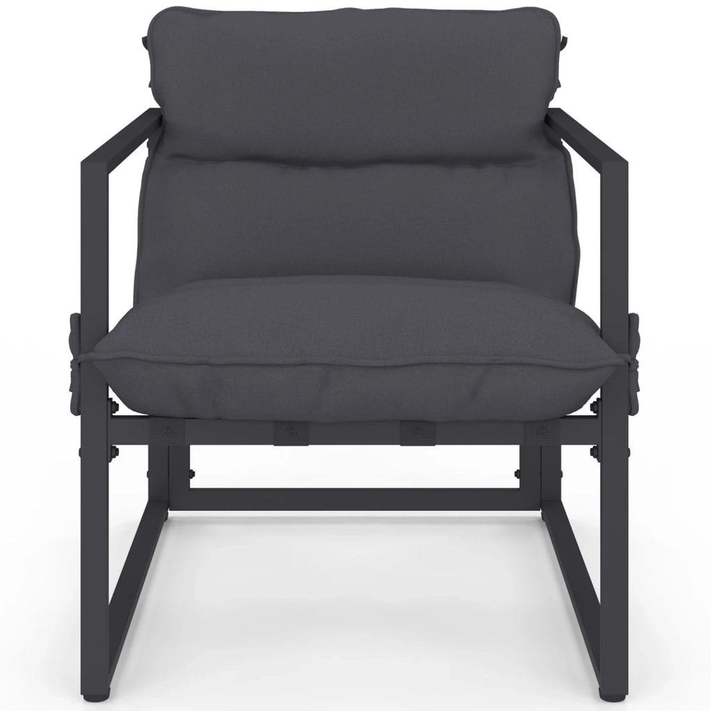 IDMarket - Set di 2 poltrone da giardino MARCO con poggiapiedi grigio e cuscino grigio antracite