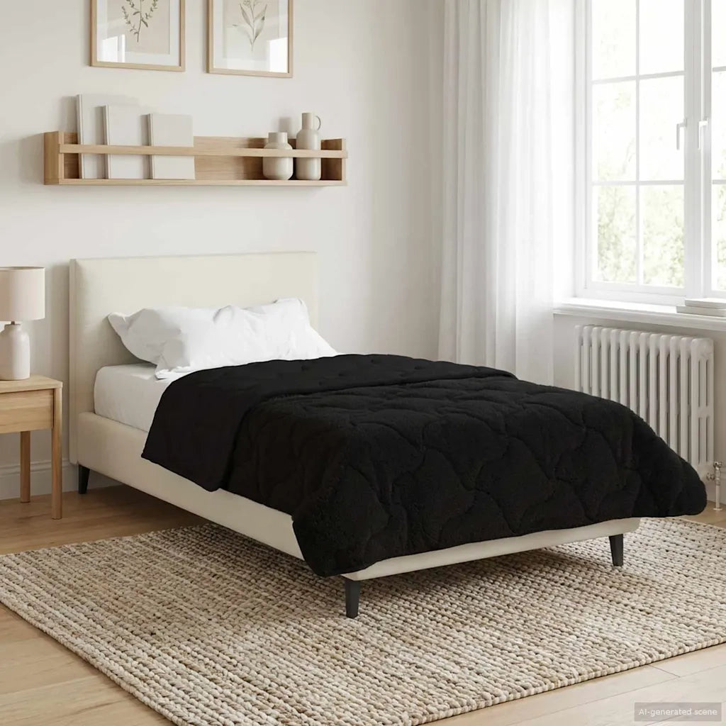 Duvet Invernale Nero 140 x 220 cm Microfibra e Fleece Teddy
