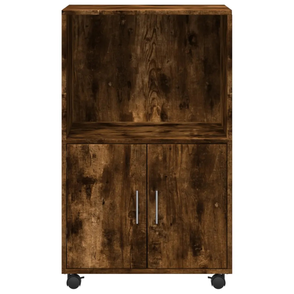 Mobiletto con Ruote Rovere Fumo 55x40x91 cm in Truciolato 853186