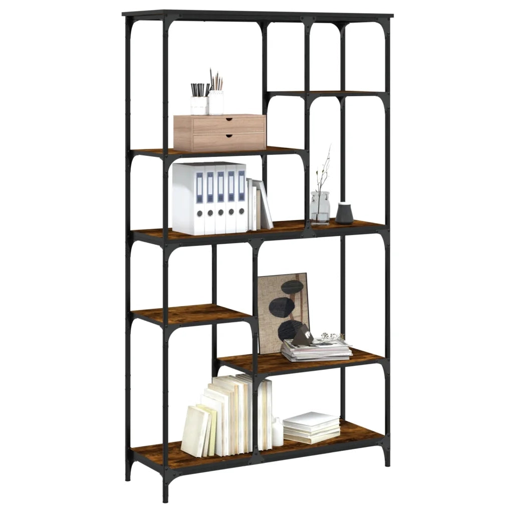 Libreria Rovere Fumo 99x35,5x176 cm Legno Multistrato e Acciaio 835411