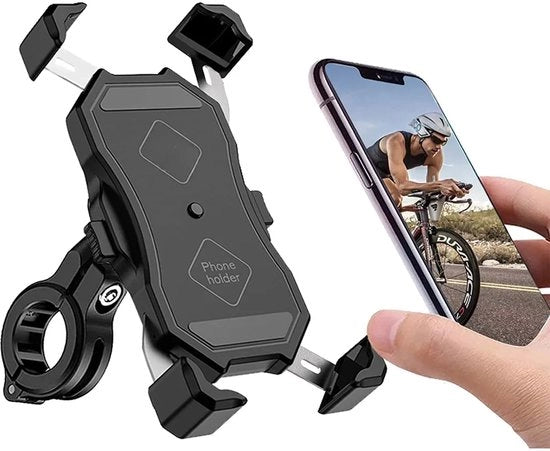 Supporto universale per smartphone Adatto per biciclette, motociclette e scooter; fissaggio al manubrio con rotazione 360°, Adatto per telefoni da 4,7-6,5 pollici.