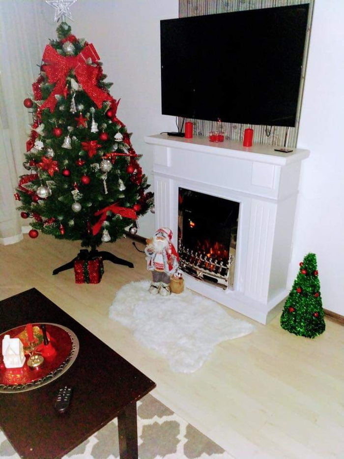 Camino Elettrico da Pavimento 99,7x103,4x27 cm Effetto Fiamma 2000W Marina & Galileo silver Bianco