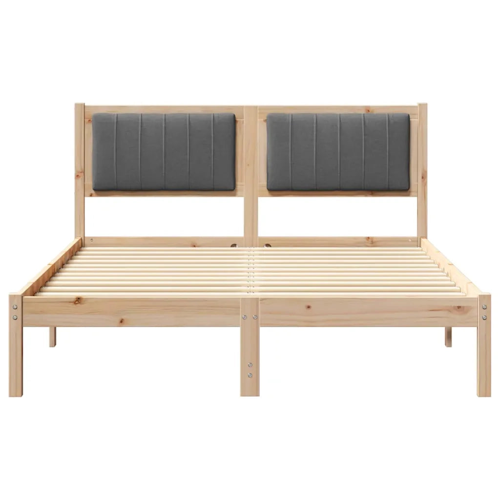 Letto con Testiera Rivestita Grigio scuro 140 x 190 cm