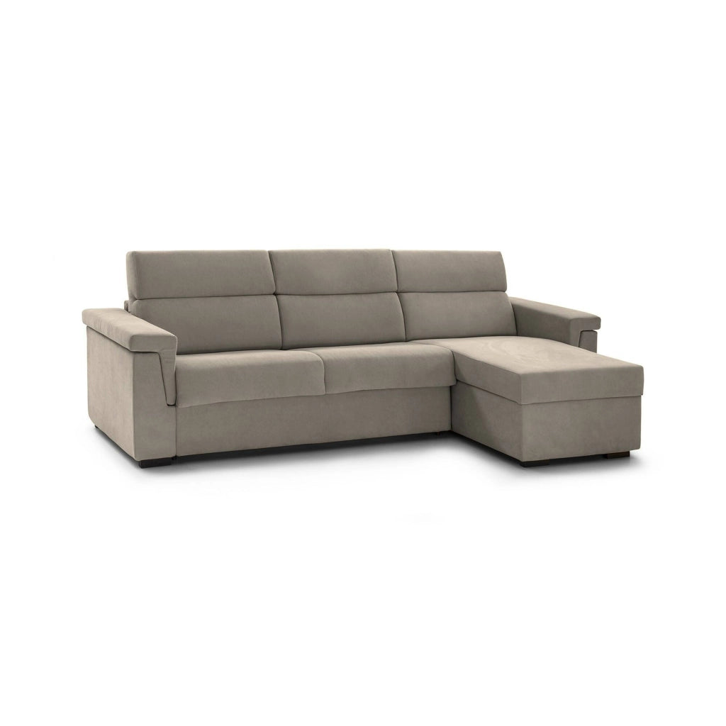 Cintano, Divano Fisso con Penisola Sfoderabile Made in Italy, 285x160 cm Grigio Tortora\