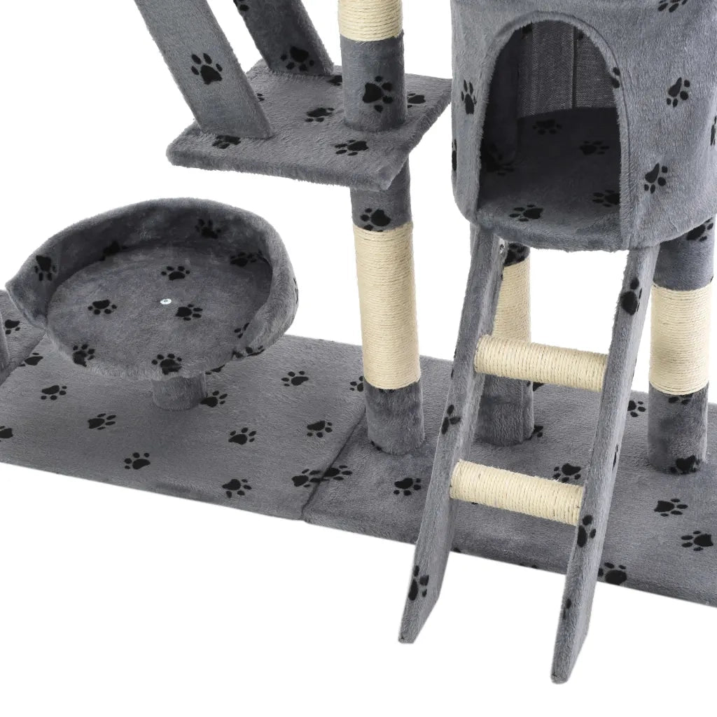 Albero per Gatti Tiragraffi Sisal 230-250cm Stampa Zampe Grigio 170618