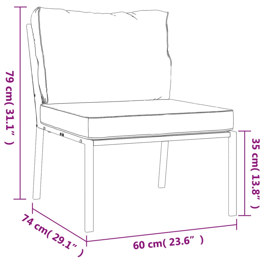 Sedia da patio-Sedie da Giardino con Cuscini Sabbia 2pz 60x74x79 cm Acciaio