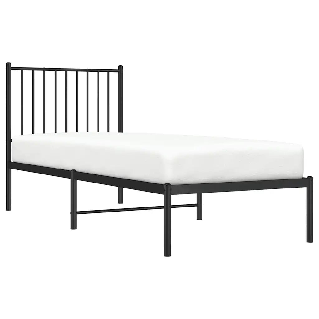 Giroletto con Testiera in Metallo Nero 80x200 cm 350855