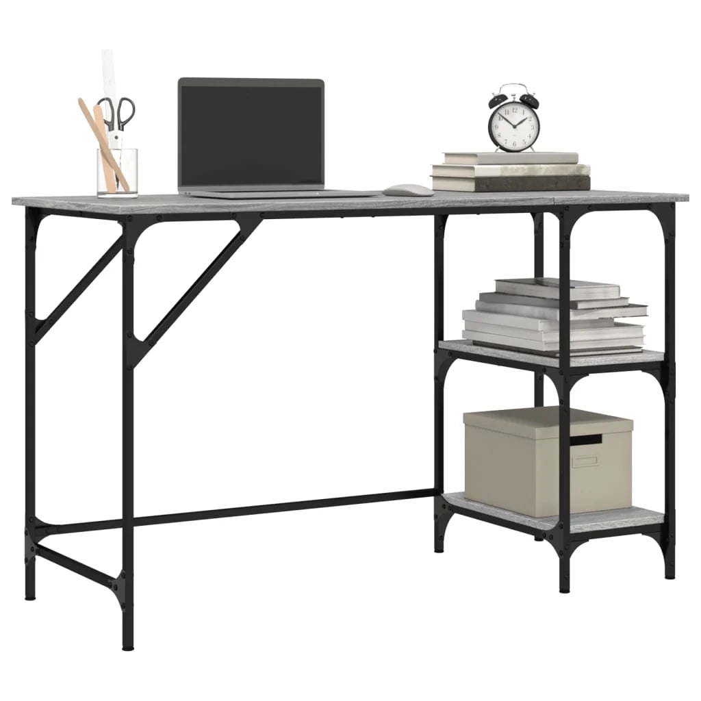 Scrivania Sonoma postazione computer mobile per computer scrivania da studio 120 x 50 x 75 cm metallo e legno ingegnerizzato grigio 02_0023946