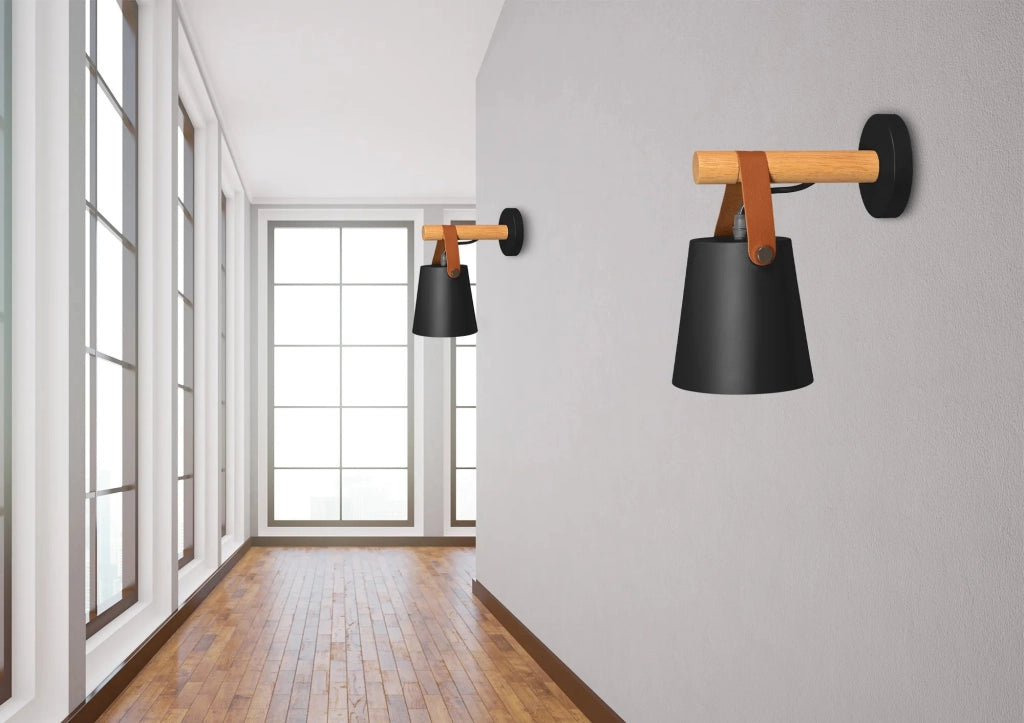 Lampada Da Muro Da Parete Metallico Con Cintura Nero APP466-1W Black