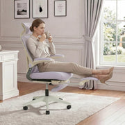 Sedia da ufficio ergonomica pieghevole con supporto lombare e poggiatesta regolabile in schiuma viola per lavoro