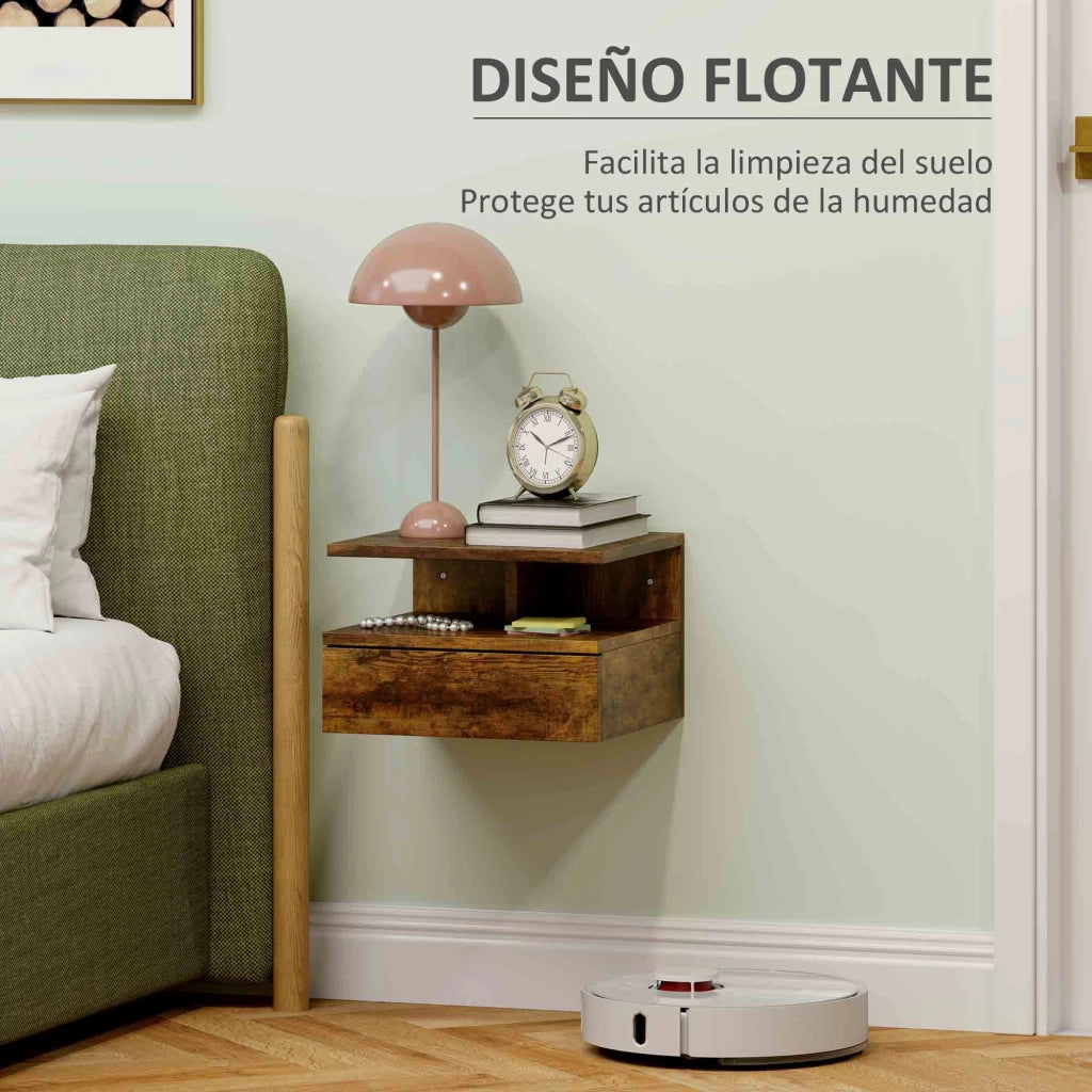 Comodino Moderno con Cassetto e Ripiano ¨C zephmum ¨C Marrone 35x32x22.5 cm