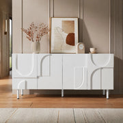 Credenza geometrica bianca 160 cm in MDF e truciolare