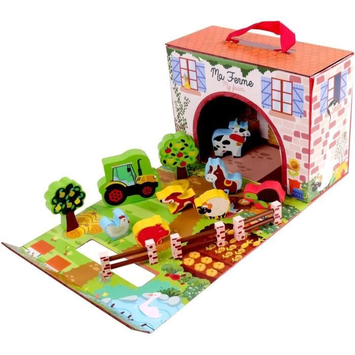 Casetta da gioco della fattoria - PLANeTE BOIS - FSC - 12 pezzi - Gioco per bambini - Dai 18 mesi