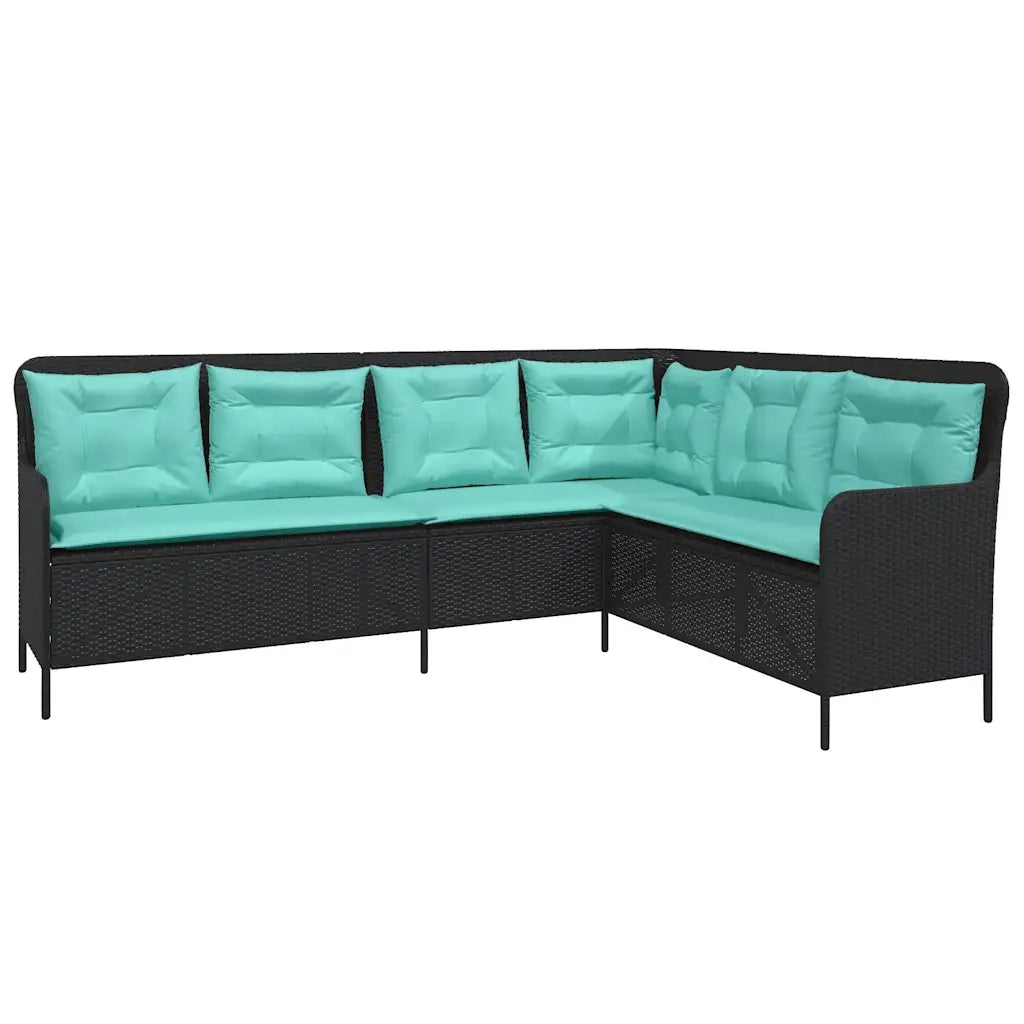 Divano da giardino con Cuscini a forma di L in Polyrattan Nero 369008