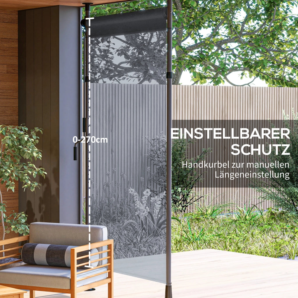 Tende verticali a rulli per balcone 150 x 220-310cm con manovella tessuto poliestere impermeabile e paravento grigio scuro garantisce privacy per balcone e giardino
