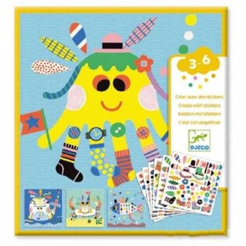 Creare con gli adesivi,Animali Marini,Djeco,Eta 3-6 anni