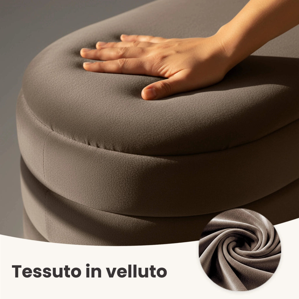 Panca imbottita con contenitore in velluto 100 cm PUFFO Bronzo
