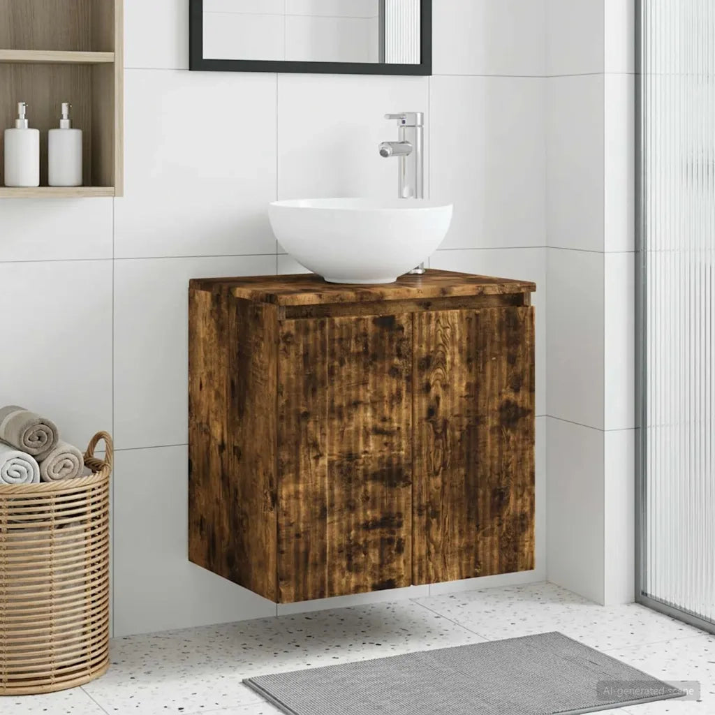 Mobile Lavabo da Parete Rovere Fumo 49,5 x 41 x 64,5 cm 890397