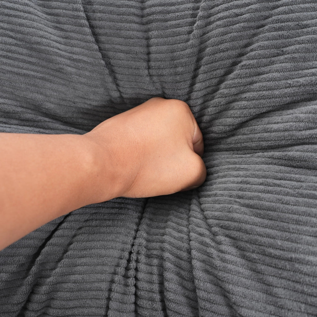 Poltrona relax ovale con seduta profonda e design compatto in velluto a coste - grigio