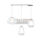 SOSPENSIONE CROMO 3 LUCI RETTANGOLARE VETRI ALPHA + BETA + GAMMA TRASPARENTI 1176CR-S3 R ABG-TR