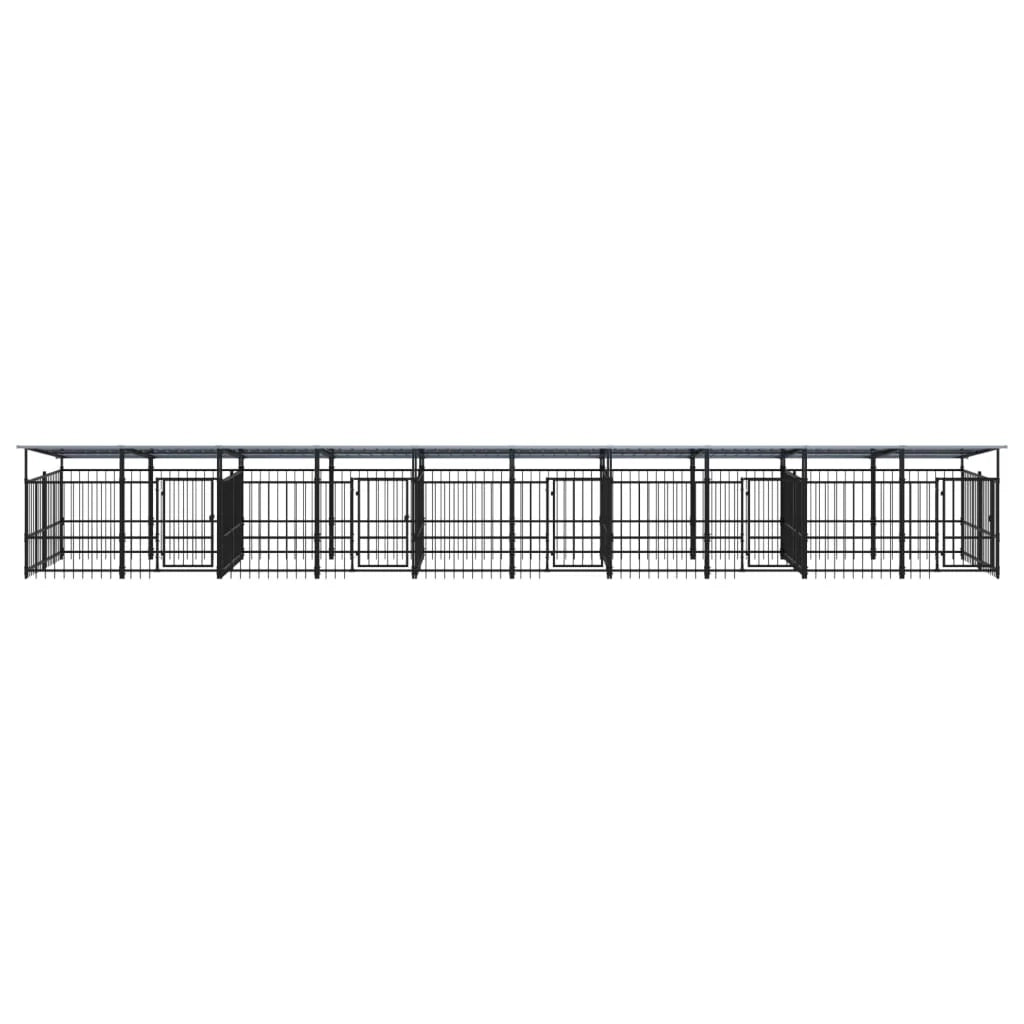 Cuccia gabbia per animali da esterno pac con tetto per cani in acciaio 18,77 m² nero 02_0041754