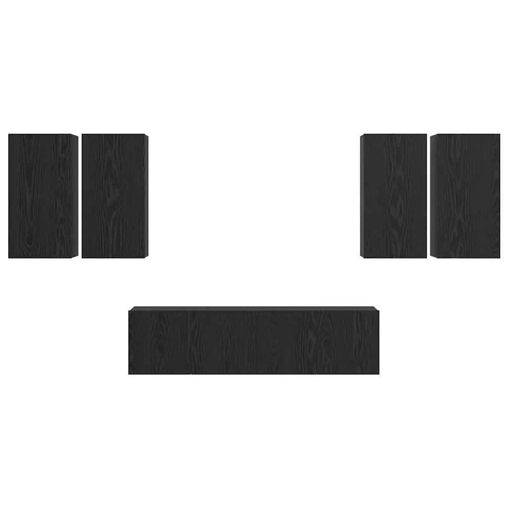 Set mobile TV Montaggio a parete Rovere Nero Legno multistrato 3393304