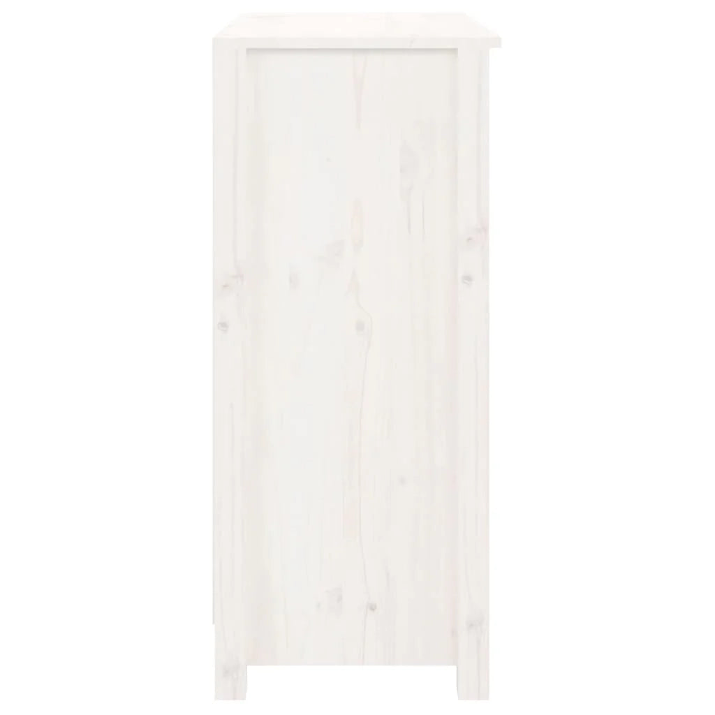 Buffet credenza cassettiera armadio mobile contenitore organizer per cucina soggiorno salotto 70 x 35 x 80 cm legno massello di pino bianco 02_0030494
