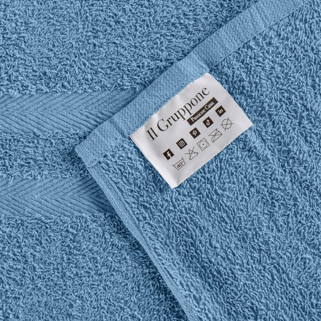 Set Asciugamani Bagno 6 Pezzi in Spugna di Cotone 400 g/m², 2 Teli 70x140 cm, 2 Asciugamani 50x90 cm e 2 Ospiti 30x50 cm, Morbidi e Assorbenti Azzurro