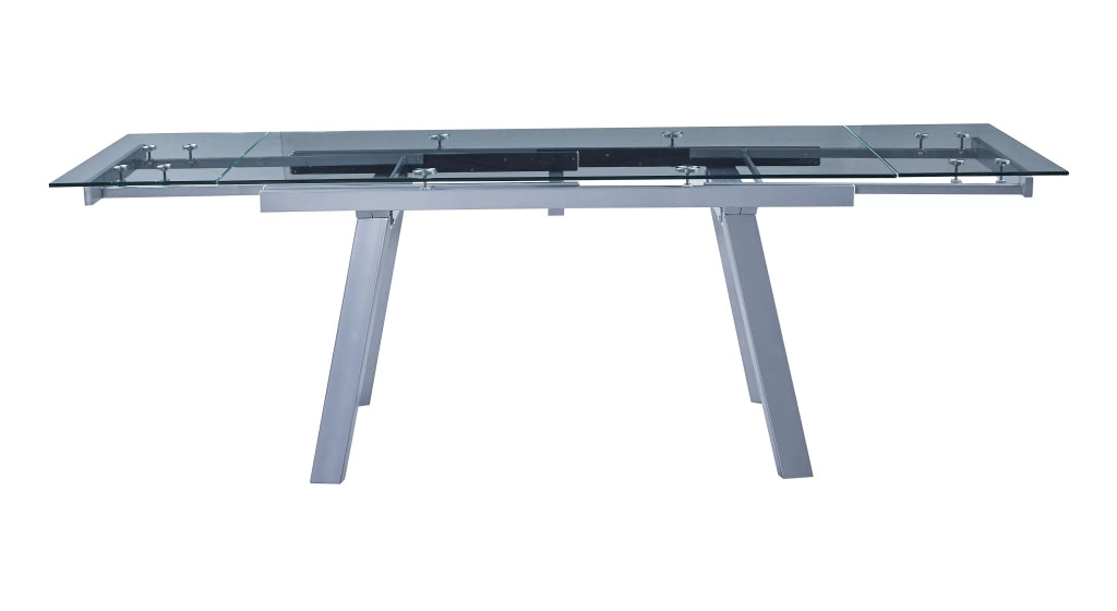 Tavolo moderno allungabile piano vetro trasparente 160x90x78 - Mobili 2G